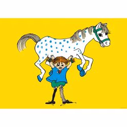 Affisch Astrid Lindgren Pippi Långstrump och Lilla Gubben Gul Poster Barntavla 50 x 70 cm