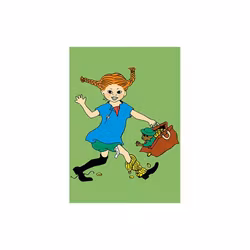 Vykort Pippi Långstrump med Kappsäcken Grönt