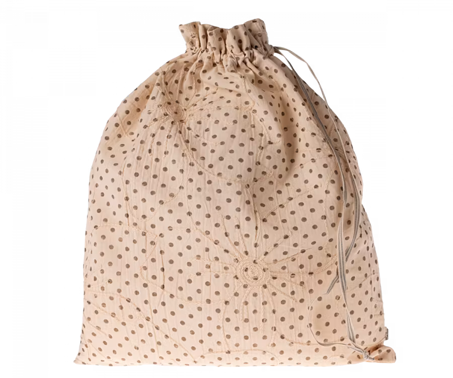 Maileg Förvaringspåse i Tyg Prickig Brun - Brown Dots Beige Förvaring Tygpåse