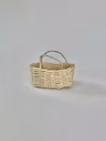 Flätad Korg med Handtag Beige Oval - Dekoration till Dockskåpet