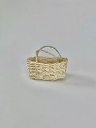 Flätad Korg med Handtag Beige Oval - Dekoration till Dockskåpet