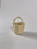 Flätad Korg med Handtag Beige Rund - Dekoration till Dockskåpet