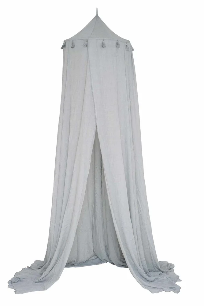 Jabadabado Sänghimmel med Tofsar Ljusgrå - Dekoration till Barnrummet Grå