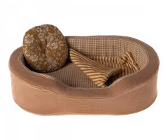 Maileg Cosy Basket Small - Hund/Kattbädd med Kudde och Filt Brun