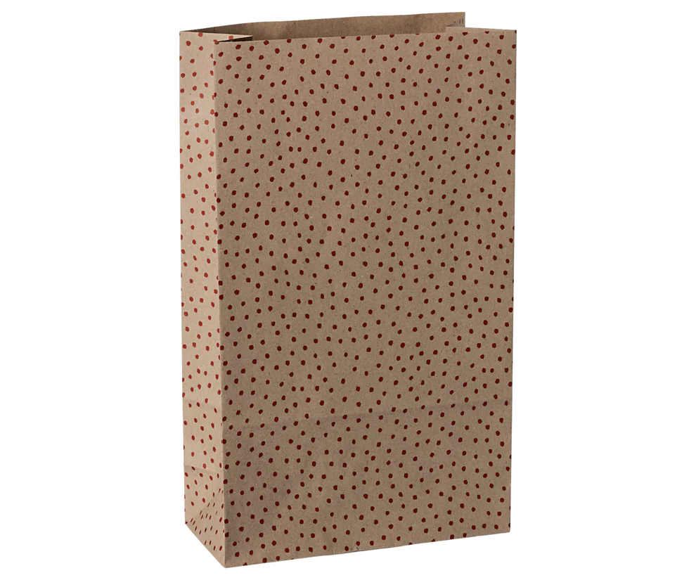 Maileg Presentpåse - Prickig Brun Polka Red