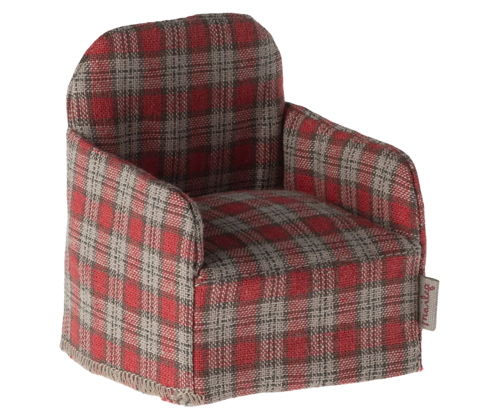 Maileg Fåtölj till Mus Rutig Röd - Red Checker Rödrutig