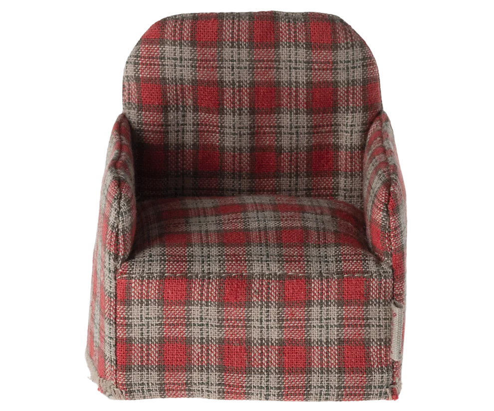 Maileg Fåtölj till Mus Rutig Röd - Red Checker Rödrutig