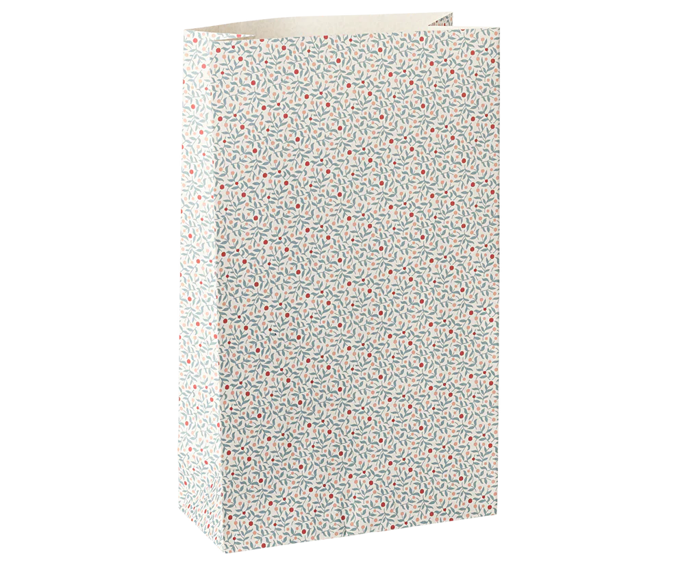 Maileg Presentpåse - Mönstrad Blå Berry Branches Dusty Blue