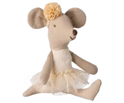 Maileg Ballerina Lillasyster Mus med Ballerinakjol och Hårband - Offwhite Vit