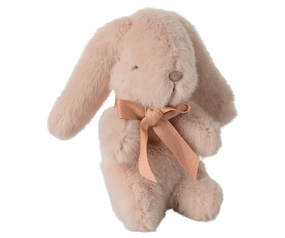 Maileg Liten Kanin i Plysch med Rosett Rosa - Powder Bunny Mini