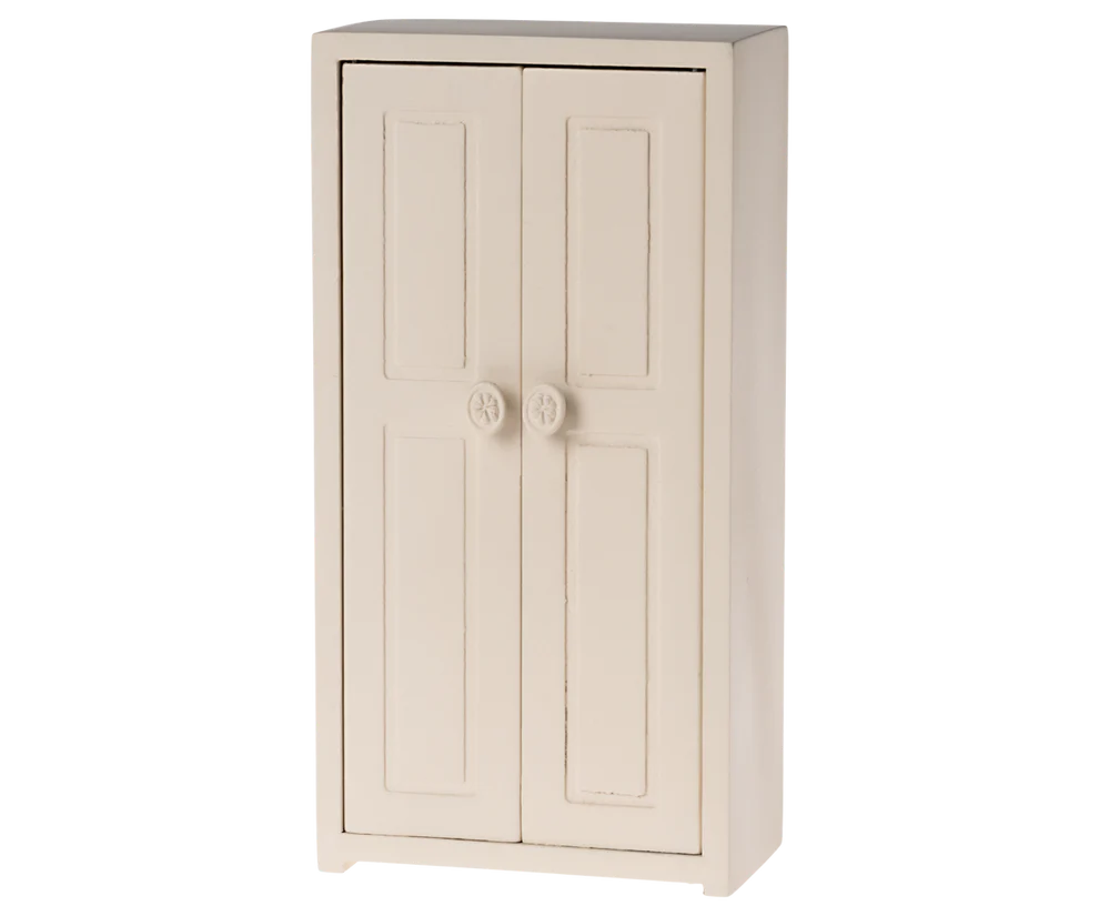 Maileg Liten Garderob med Tre Galgar - Cream Vit