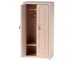 Maileg Liten Garderob med Tre Galgar - Light Rose Rosa