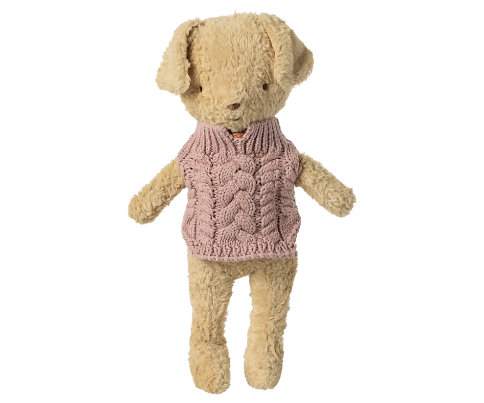 Maileg Stickad Tröja till Hund Valp Rosa - Dark Rose Puppy Supply