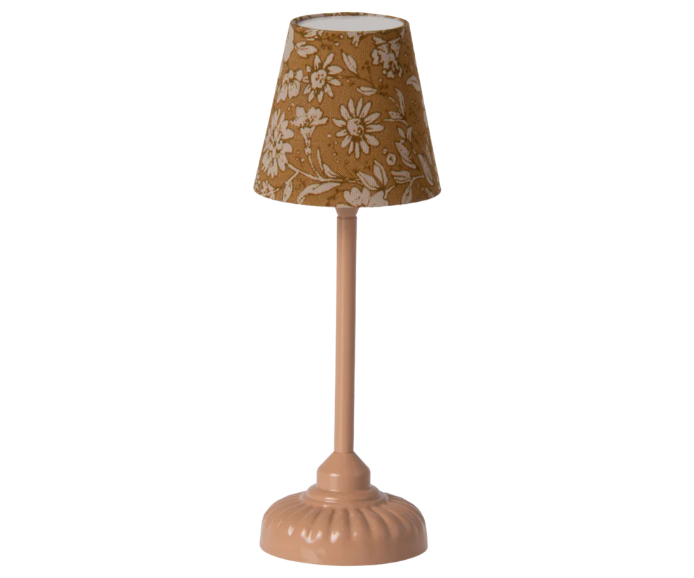 Maileg Vintage Golvlampa Liten Blommig Rosa Gul - Dark Powder