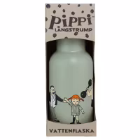 Vattenflaska i Stål med Sugrör Grön Pippi Långstrump Astrid Lindgren Rätt Start Pippi Cirkus