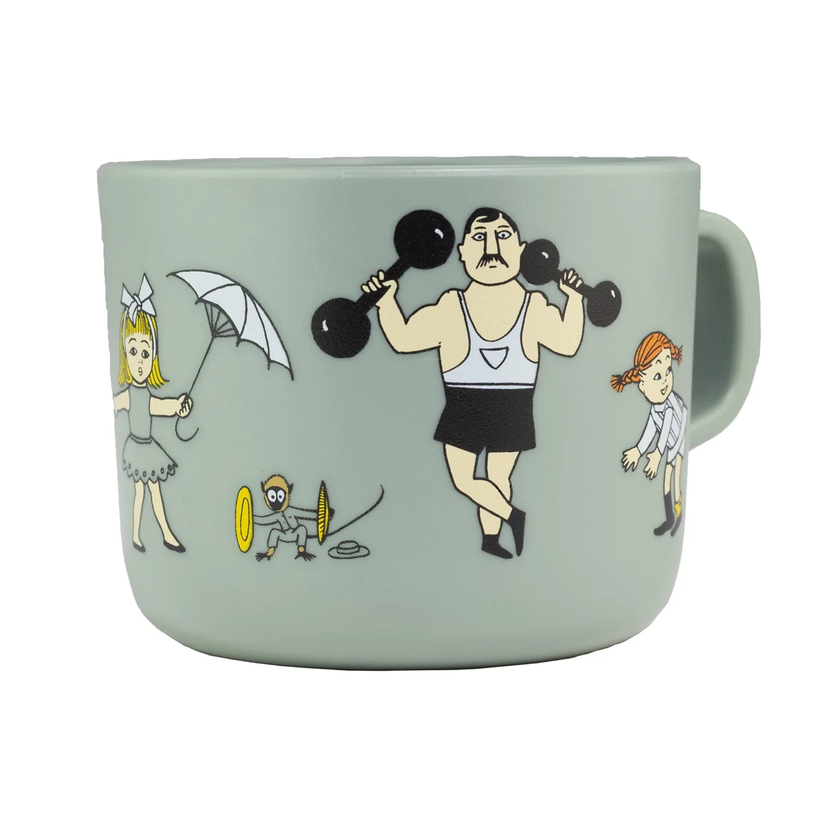 Mugg med Öra Pippi Långstrump Grön Astrid Lindgren Rätt Start Pippi Cirkus Barnmugg