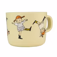 Mugg med Öra Pippi Långstrump Gul Astrid Lindgren Rätt Start Pippi Cirkus Barnmugg
