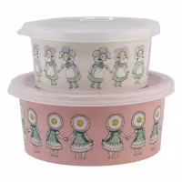 Elsa Beskow Snacksbox Blomsterfesten Set om Två Rätt Start Matlåda till Barn Rosa Vit med Blommor