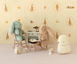 Maileg Liten Kanin i Plysch med Rosett Brun - Cream Peach Bunny Mini