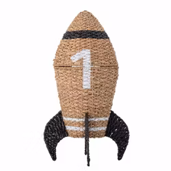 Bloomingville Förvaringskorg Med Lock Raket - Cosmina Basket Leksaksförvaring Naturmaterial Beige Svart Dekoration till Barnrummet