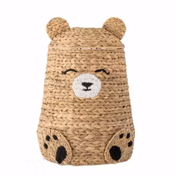 Bloomingville Förvaringskorg Med Lock Björn - Timone Basket Natur Beige Nalle Leksaksförvaring Naturmaterial Dekoration till Barnrummet