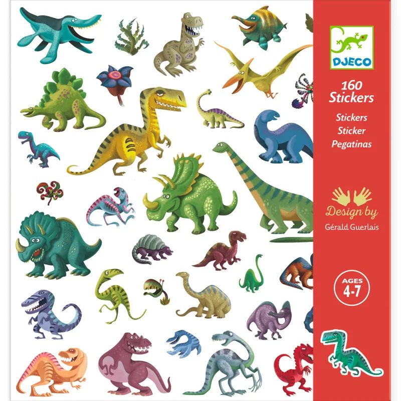 Djeco Klistermärken Dinosaurie - Dino 160 Roliga Klistermärken