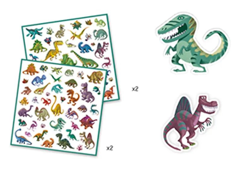 Djeco Klistermärken Dinosaurie - Dino 160 Roliga Klistermärken