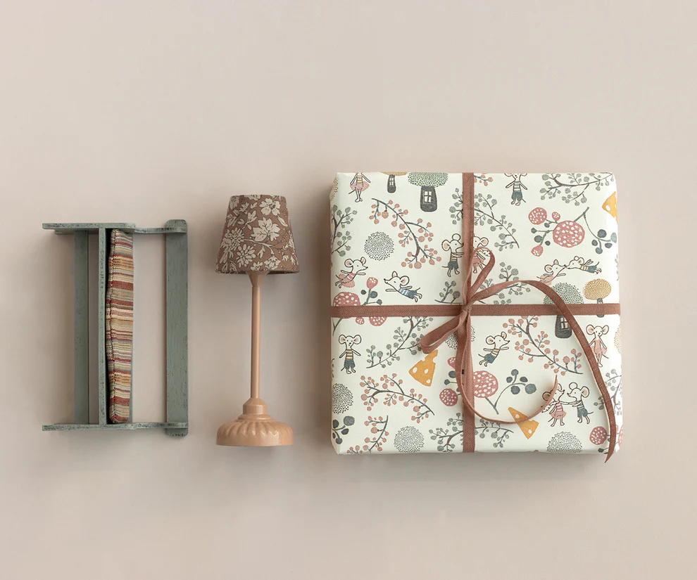 Maileg Bomullsband 25 m -Vintage Rose Rosa Band på Pappers Rulle