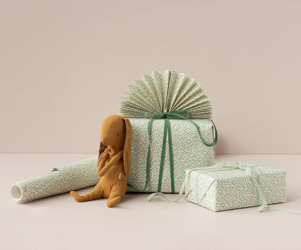 Maileg Presentpapper Mönstrat Grönt 10 m - Berry Branches