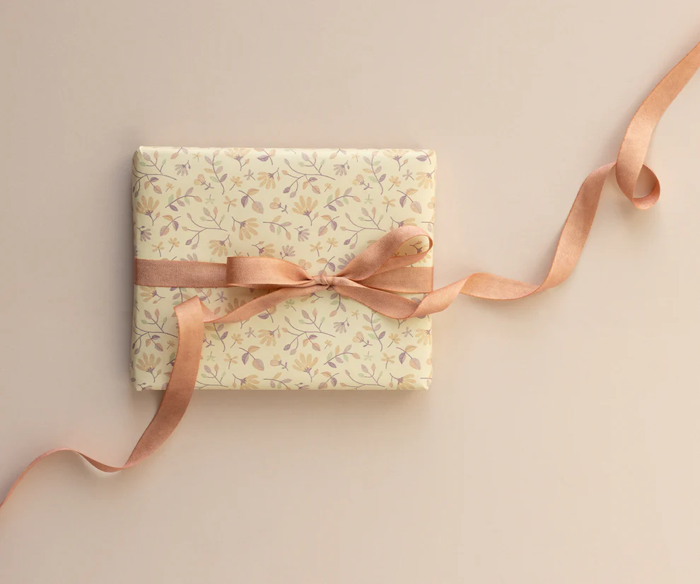 Maileg Bomullsband 10 m - Peach Rose Aprikos Rosa Band på Pappersrulle