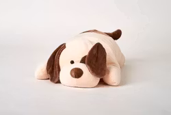 Mjukisdjur Stor Hund Kudde Kramdjur XL 60 cm Beige Brun Fläckig