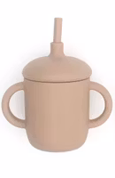Silikonmugg med Lock och Sugrör Beige