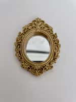 Oval Vintage Spegel med Guldram Dekoration till Dockskåpet Miniatyr Rund Guld