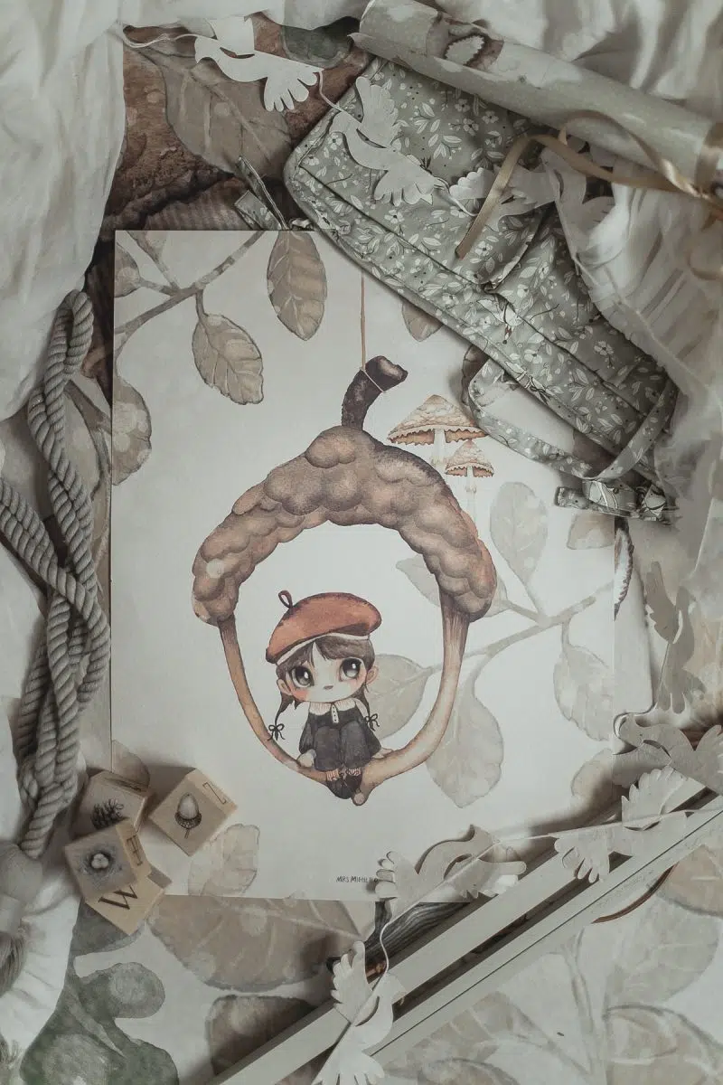 Mrs Mighetto Poster Ekollon Gungande Flicka Miss Harper 30 x 40 cm