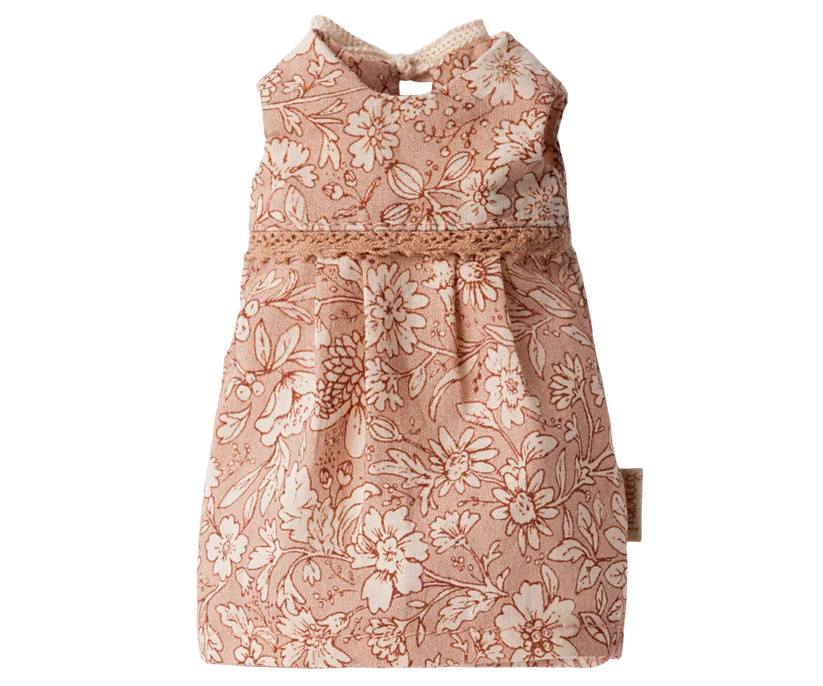 Maileg Kläder till Kanin Storlek 1 - Rosa Blommig Klänning med Spetsdetaljer