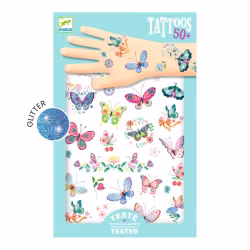 Storpack 66 st Glittriga Tatueringar Fjärilar - Tattoos Dream Butterflies Tatueringar Till Barn