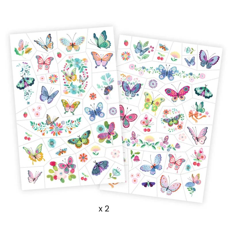 Storpack 66 st Glittriga Tatueringar Fjärilar - Tattoos Dream Butterflies Tatueringar Till Barn