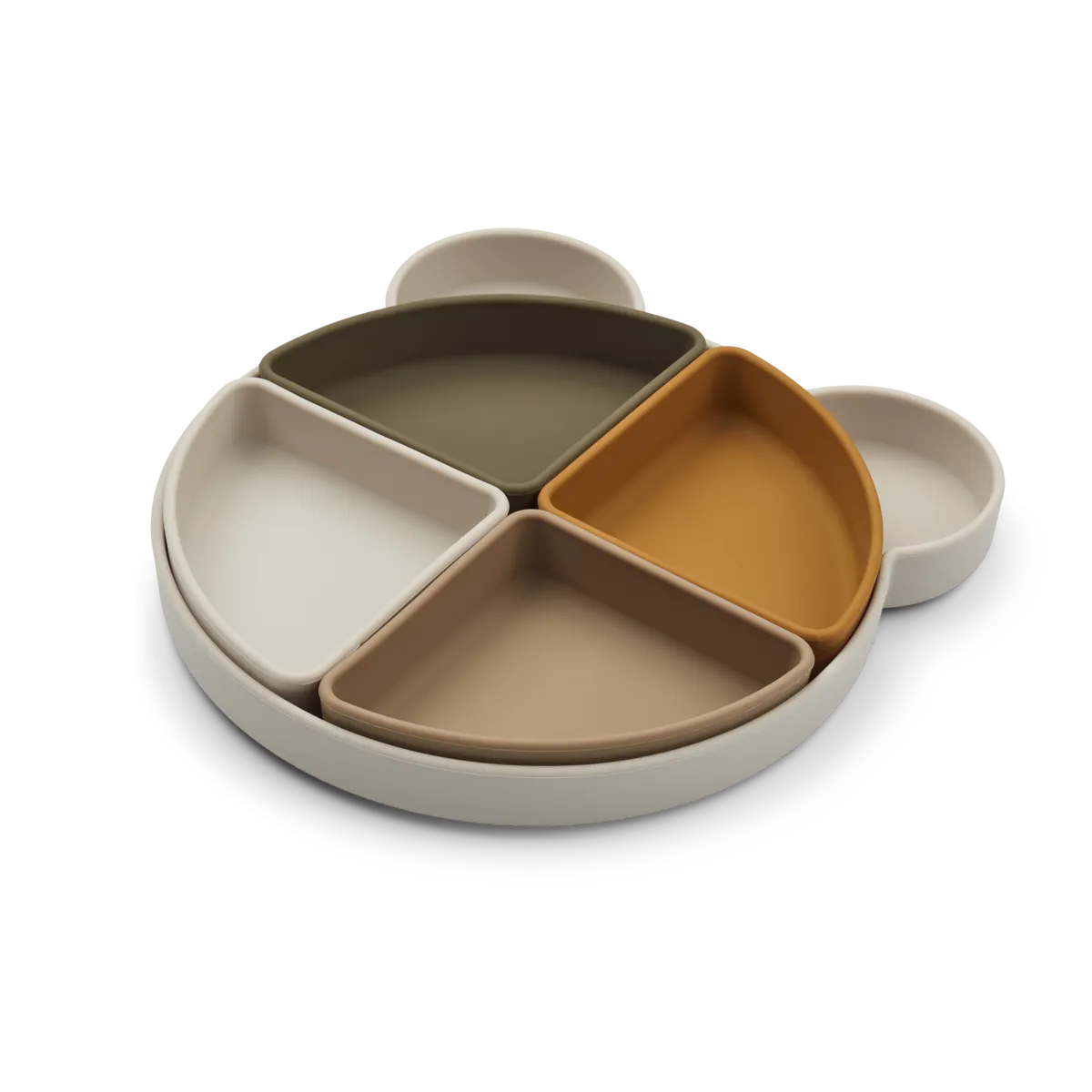 Liewood Arne Silikon Tallrik med Fack - Divider Plate Mr Bear Sandy Barnservis Nalle Brun