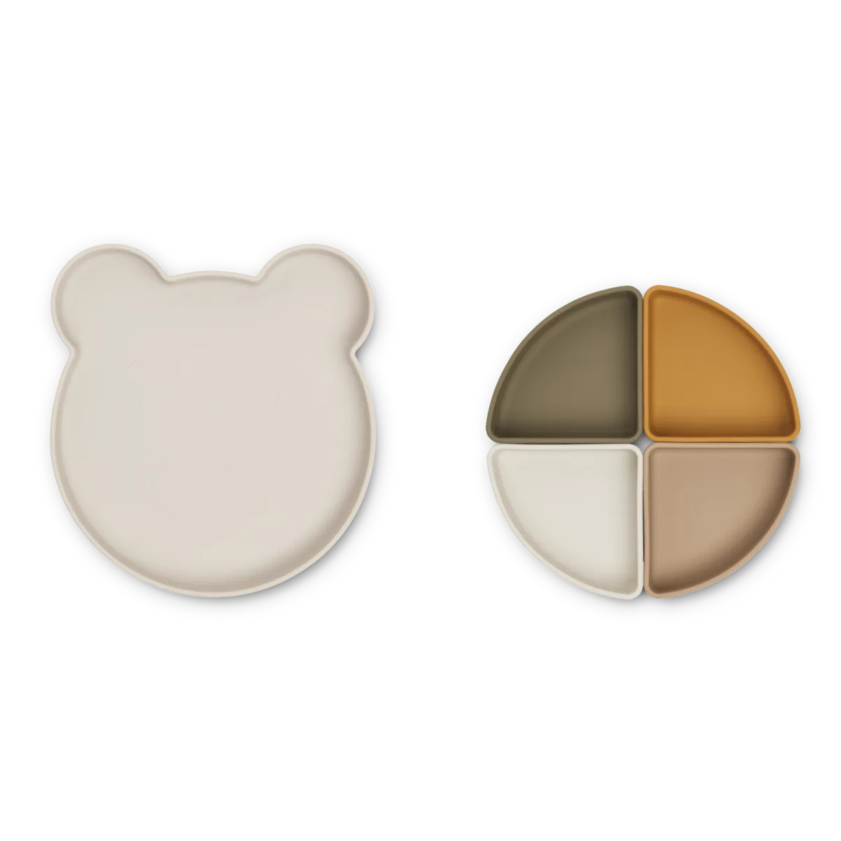 Liewood Arne Silikon Tallrik med Fack - Divider Plate Mr Bear Sandy Barnservis Nalle Brun