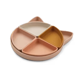 Liewood Arne Silikon Tallrik med Fack - Divider Plate Cat Rose Multi Barnservis Katt Rosa