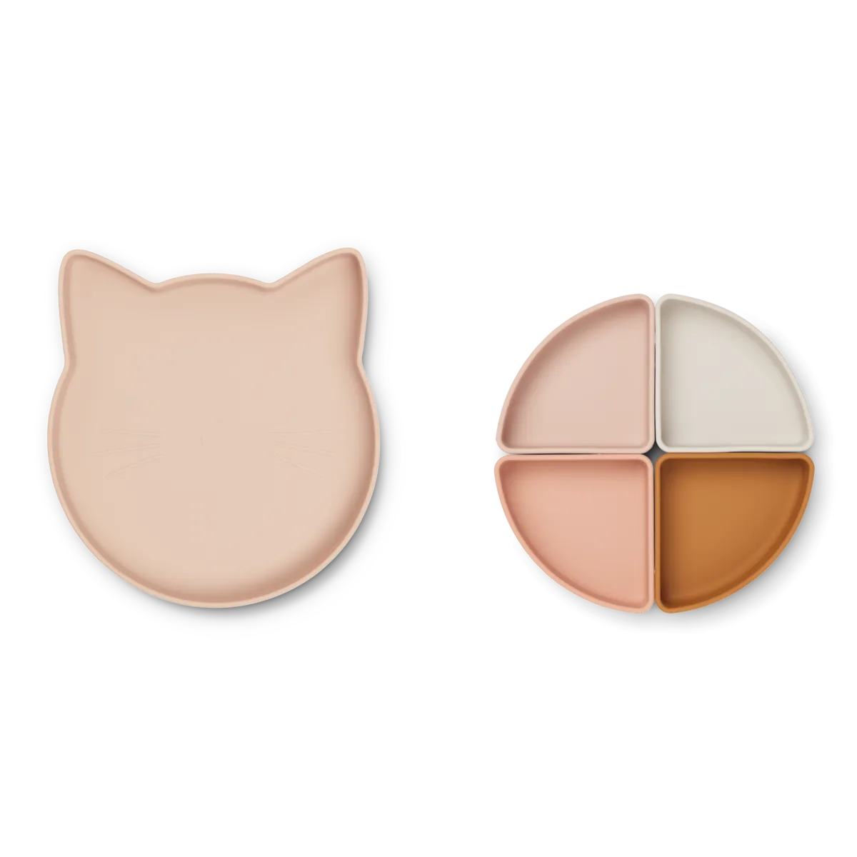 Liewood Arne Silikon Tallrik med Fack - Divider Plate Cat Rose Multi Barnservis Katt Rosa