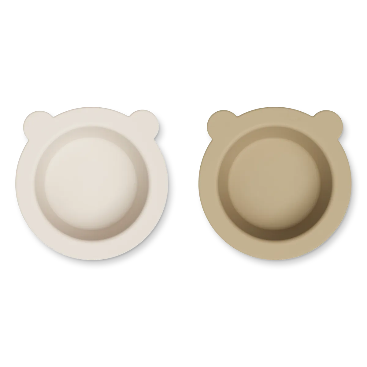 Liewood Skålar i Silikon med Sugpropp - Peony Suction Bowl Sandy/ Oat 2-pack Barnservis Nalle Beige Vit
