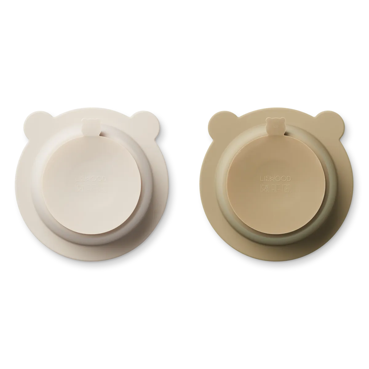 Liewood Skålar i Silikon med Sugpropp - Peony Suction Bowl Sandy/ Oat 2-pack Barnservis Nalle Beige Vit