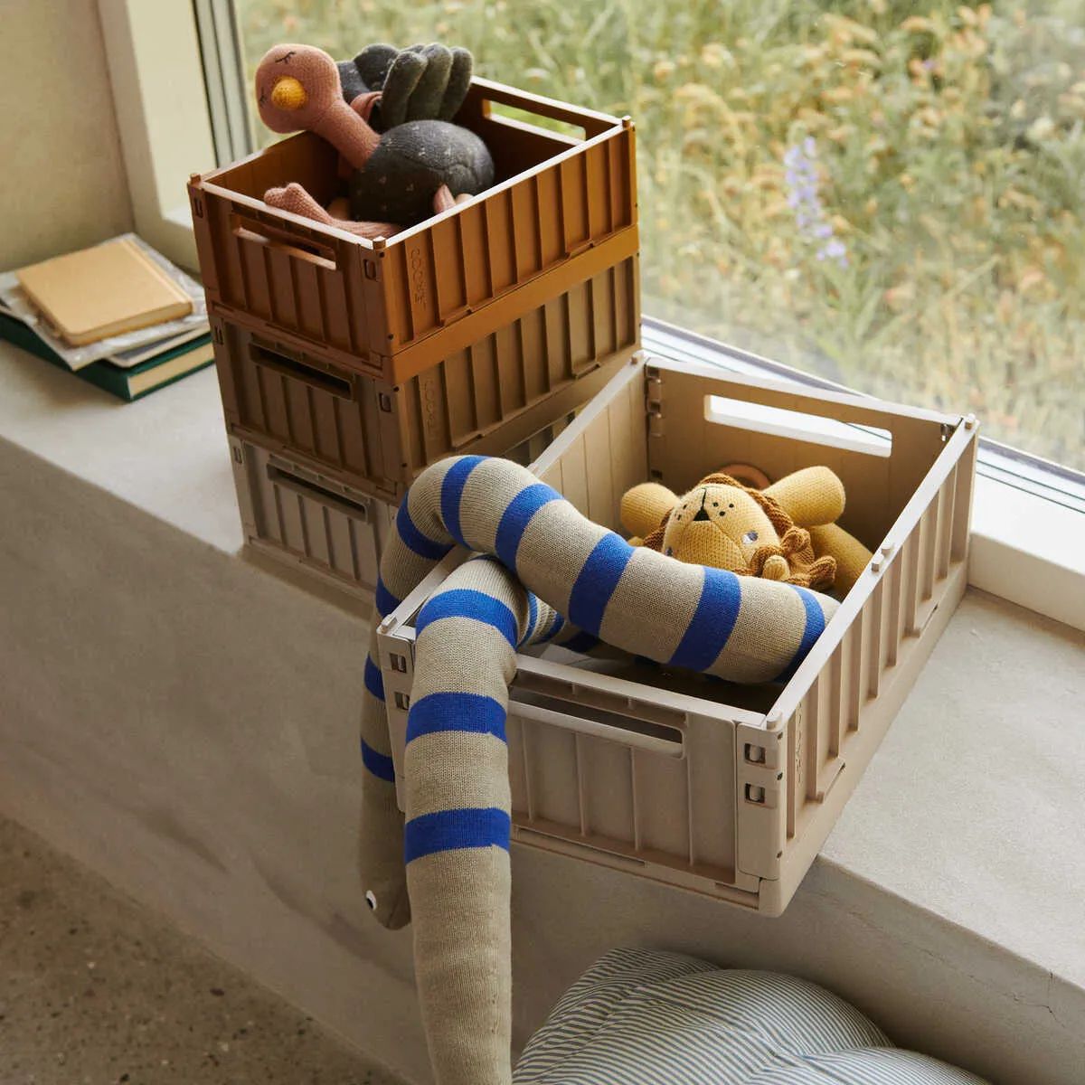 Liewood Stapelbar Hopfällbar Förvaring Small 2-pack - Back Weston Storage Box S Sandy Leksaksförvaring Back Liten