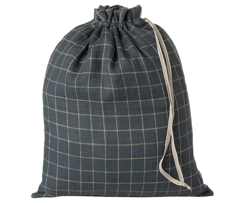 Maileg Förvaringspåse i Tyg Rutig Blå - Checker Sand/Petrol Mörkblå Förvaring Tygpåse