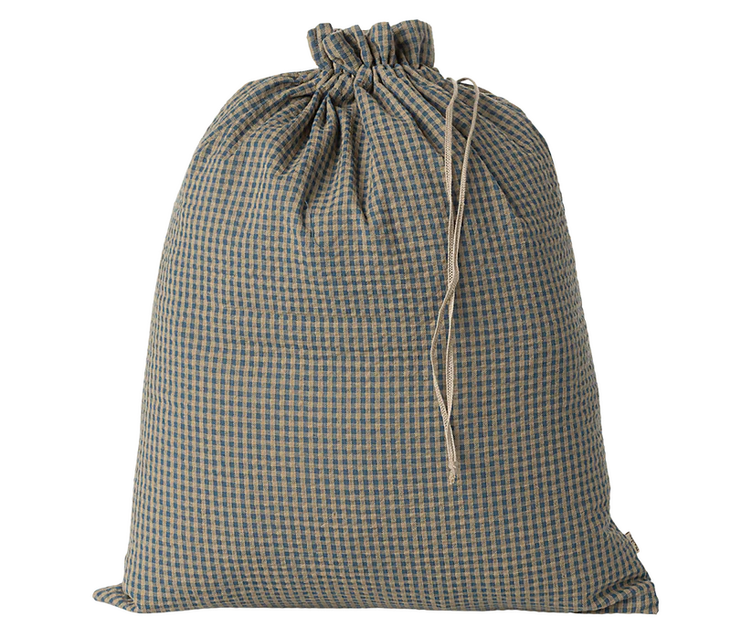 Maileg Förvaringspåse i Tyg Rutig Blå - Small Checker Sand/Petrol Mörkblå Förvaring Tygpåse