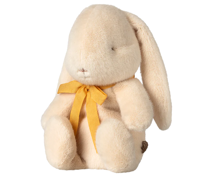 Maileg Kanin i Plysch med Rosett Small Vit - Bunny Plusch Cream med Gul Rosett