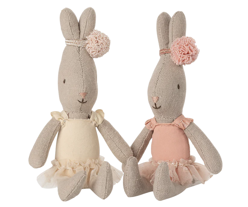 Maileg Kanin Ballerina Micro Rosa - Rabbit Rose med Ballerinakjol och Hårband