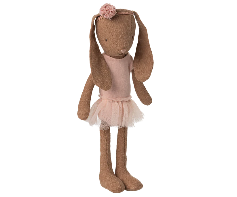 Maileg Brun Kanin Storlek 1 - Bunny Ballerina Rose Rosa med Ballerinakjol och Hårband
