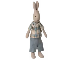 Maileg Kanin Storlek 1 - Rabbit med Blå Rutig Skjorta och Blå Byxor
